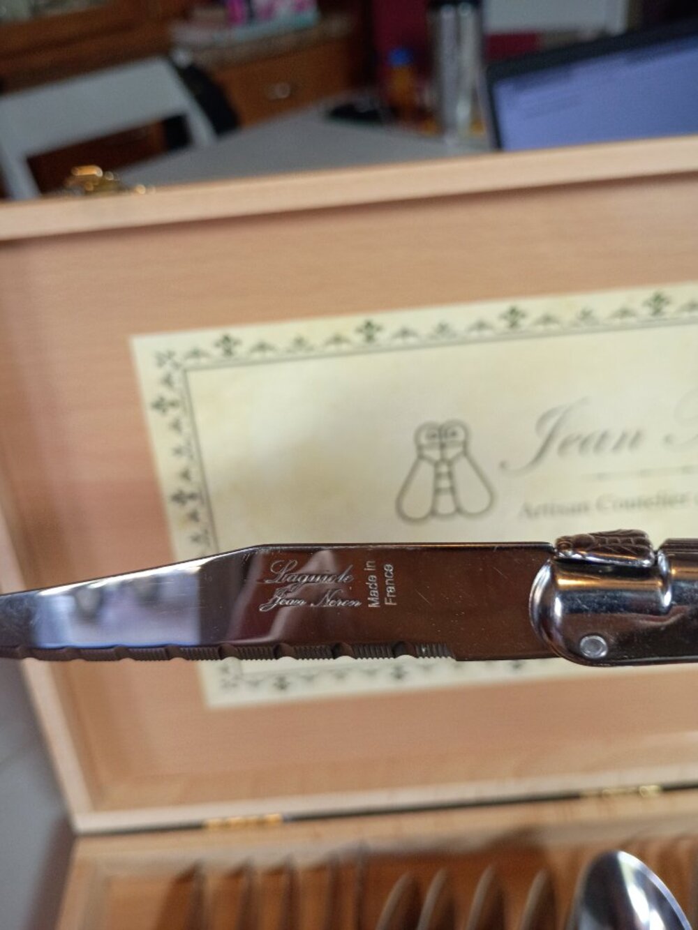 Jean Néron Laguiole France Flatware Set 24pc Stainless Steel — Wood Box - Picture 6 of 11